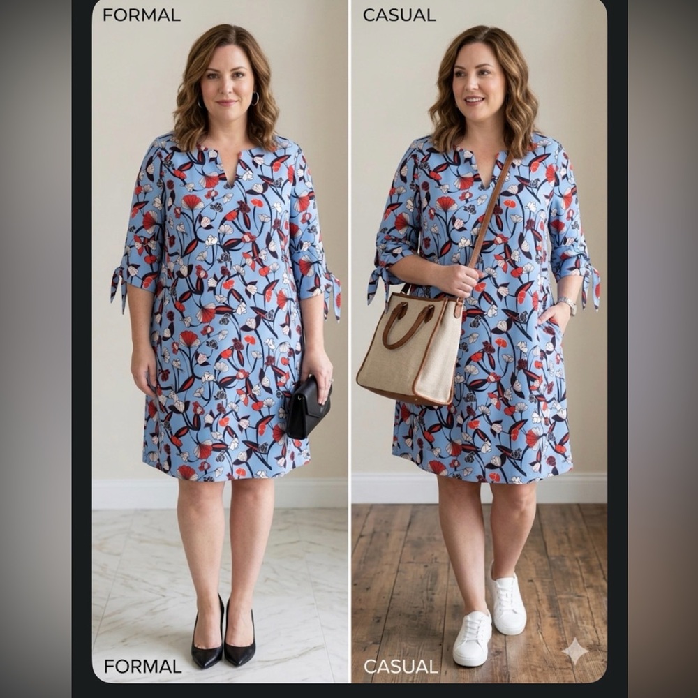 Castaluna Blue Floral Shift Dress - Size 18W - NWOT(No Tags)
